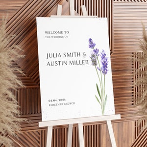 Lavender Wedding Welcome Sign Template, Floral Welcome Sign Wedding, Printable Wedding Welcome Sign, Wedding Sign, Editable Instant Download