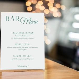 Menüvorlage für den Hochzeitsempfang in den Bergen, bearbeitbares Menüschild, benutzerdefinierte Lebensmittelkarte, Abendessen-Menüschild, Canva-Mahlzeitskarte für besonderen Anlass