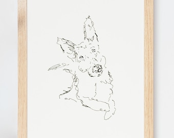German Shepherd Sketch Print: Loose Doodle Dog Art (Digital Download)
