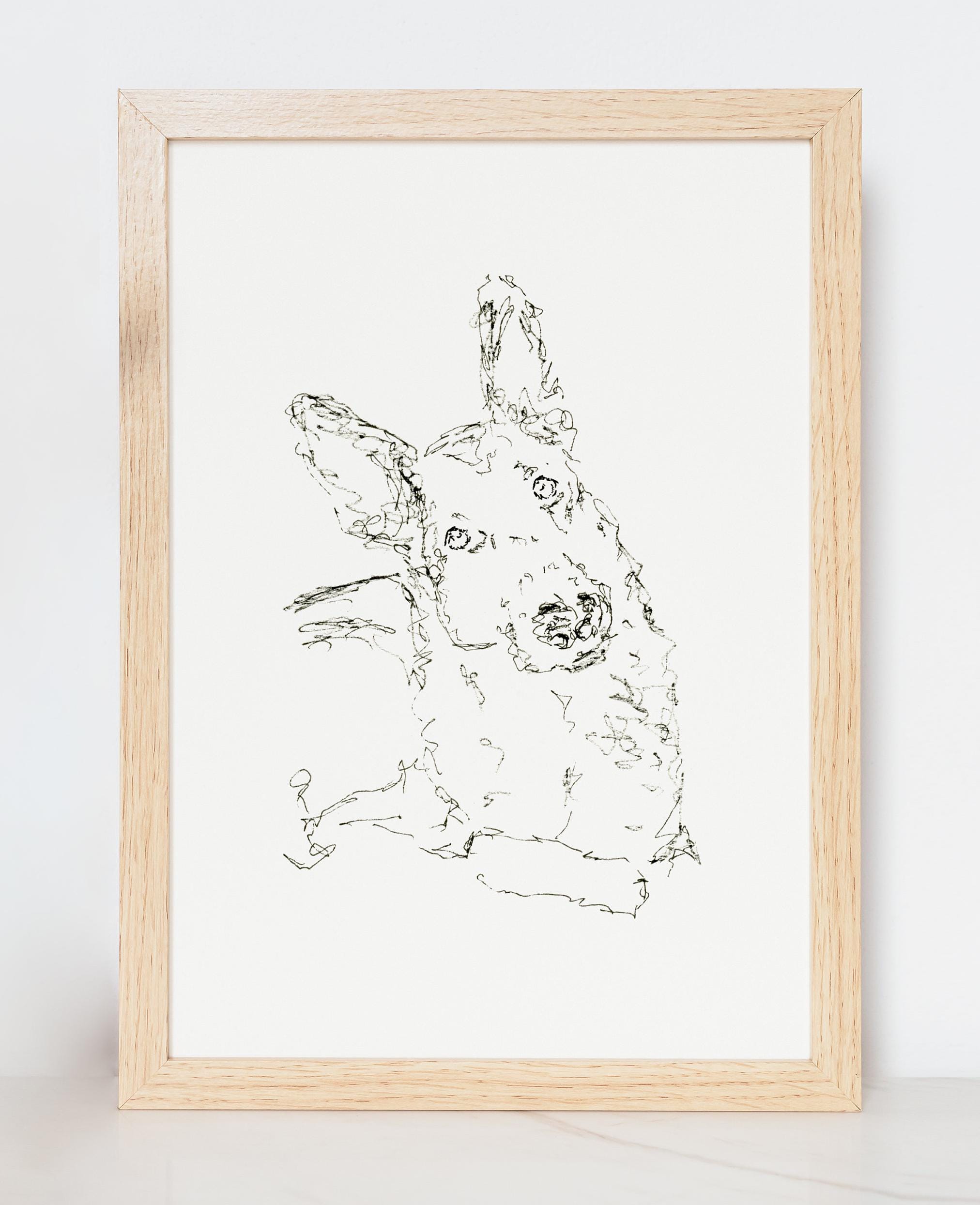 German Shepherd Sketch Art Print: Hand-Drawn Dog Portrait (Digital Download)