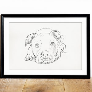 Pitbull Sketch Art Print: American Staffordshire Terrier Drawing (Digital Download)
