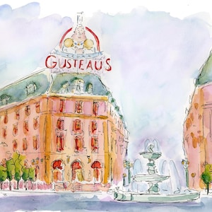 Gusteau&#39;s Restaurant Watercolor Print: Ratatouille Movie Art
