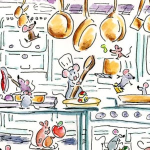 Remy Ratatouille and Gusteaus Epcot Watercolor Print | Anyone Can Cook | Remy and Emile | Kitchen Cuisine | Disney Ratatouille Movie | Pixar