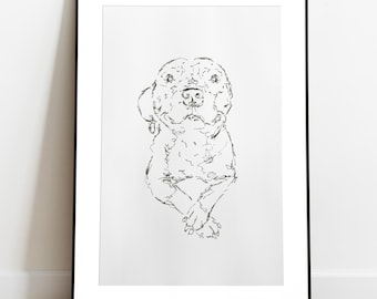 Pitbull Sketch Art Print: American Staffordshire Terrier Drawing (Digital Download)