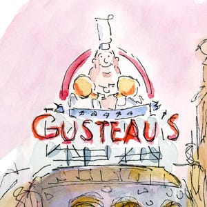 Gusteau&#39;s Restaurant Watercolor Print: Ratatouille Movie Art