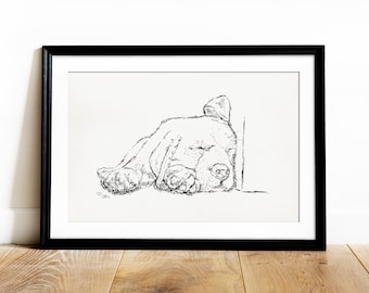 Labrador Puppy Sketch Art Print: Sleeping Dog Portrait (Digital Download)