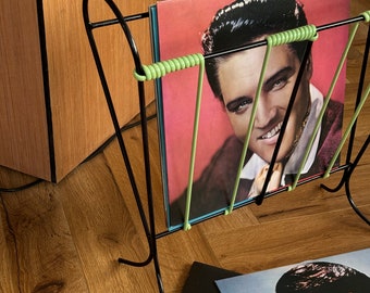 1950s magazine rack Atomic style vinyl storage Midcentury magazine rack