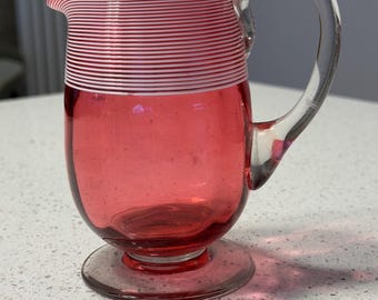 Victorian Cranberry Glass Jug - Stevens & Williams