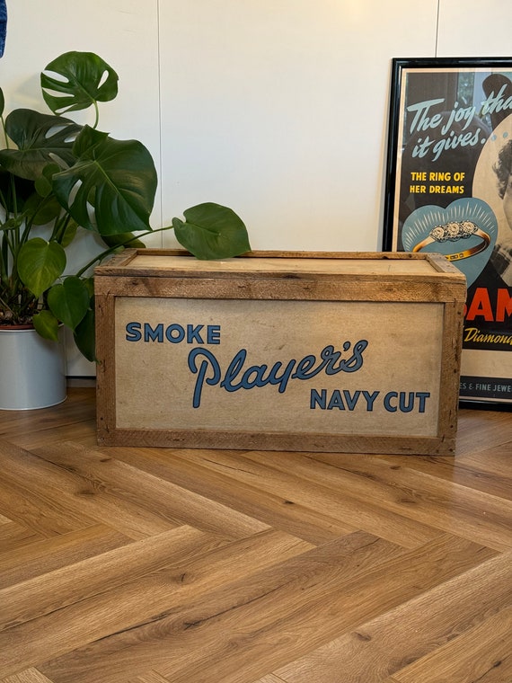 1950s advertising Players Navy cut shipping crate box vintage advert vintage 1950s storage box