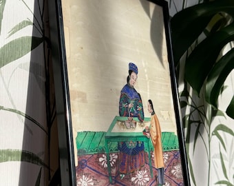 Pintura de una escena doméstica de la antigua dinastía china Qing
