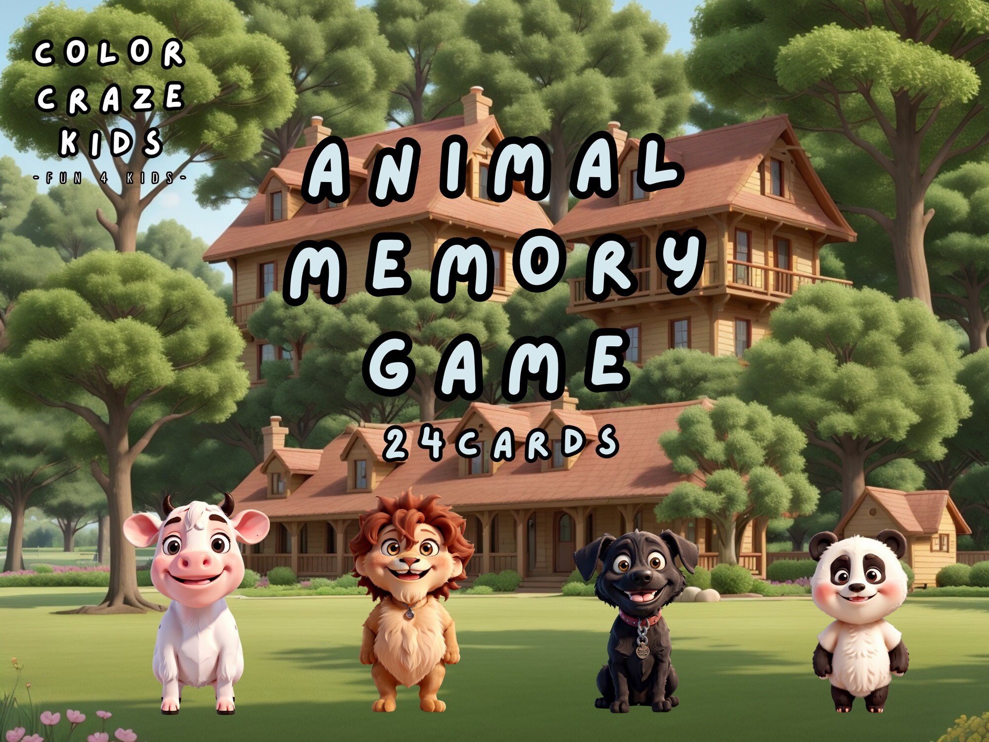 Animal Memory Game for Kids | 24 Cards | Montessori | Cute Design | PDF ...