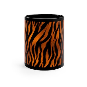Tiger Stripes Mug | Nature-Themed Mug | Black Ceramic | 11oz