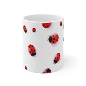 Ladybugs Mug | Nature-Themed Mug | White Ceramic | 11oz