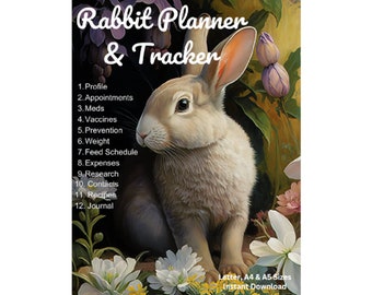 Rabbit Care Planner, Health and Vet Records Tracker (Printable PDF)