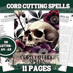 Cord Cutting Spell Pack - Druckbare Grimoire Seiten (11 Seiten) | Schattenarbeit, Energiereinigung, Hexenbuch der Schatten | A4 A5 US Letter