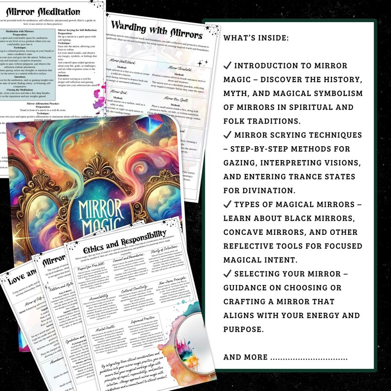 Mirror Magic Grimoire Printable Set | Scrying, Protection Spells (Digital Download) image 4