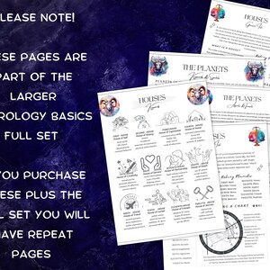 Houses &amp; Planets Cheat Sheet - Reference Guide - Printable Grimoire Pages - Intro to Astrology ...