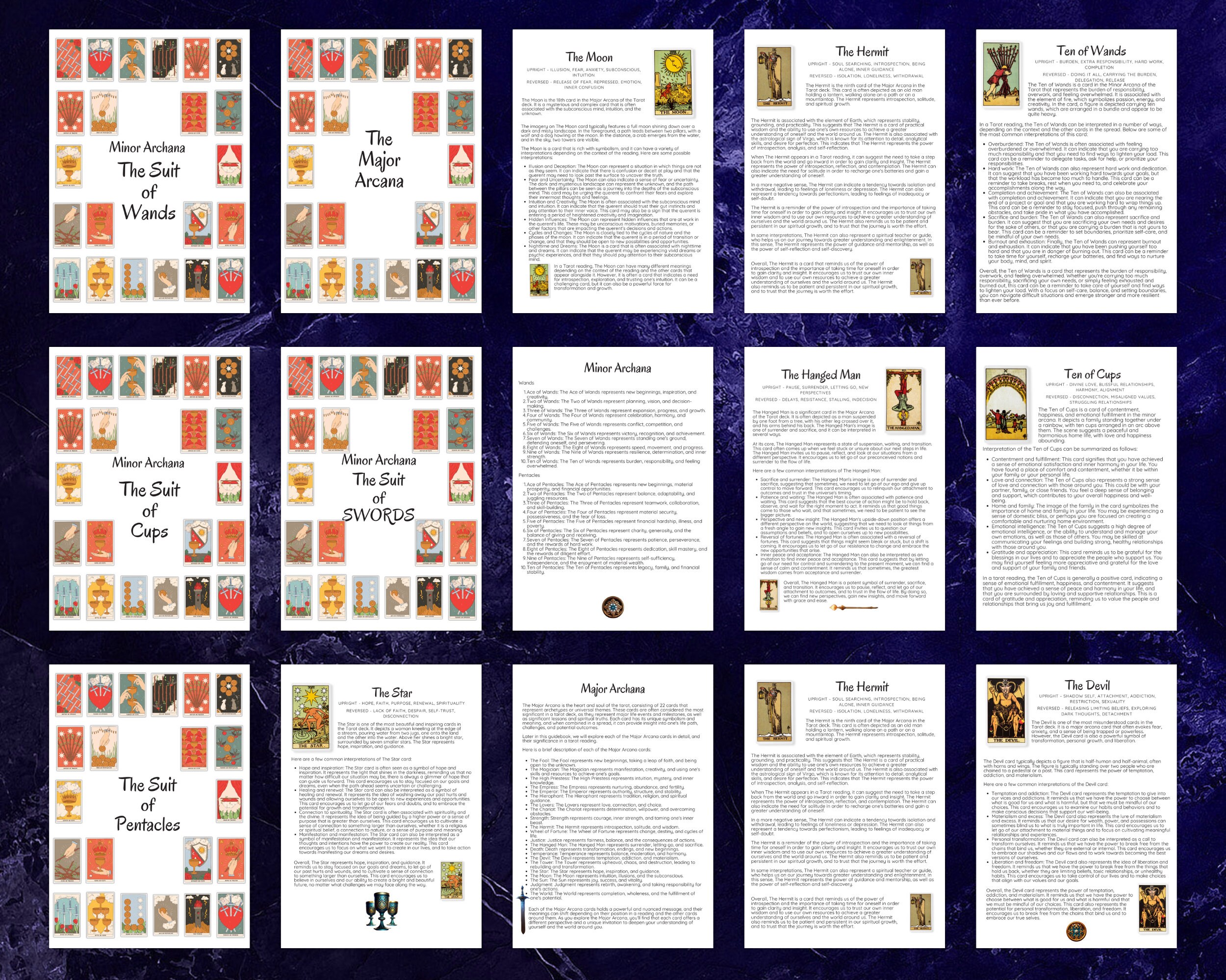 Printable Tarot Guidebook A4 Size 120 Pages Learn Tarot From - Etsy