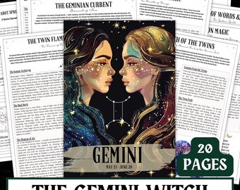 Gemini Witch Grimoire: Air Magic, Duality Spells (A4/A5/US Letter PDF)