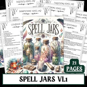 Printable Spell Jar Recipes | Grimoire Pages Volume 1 | Witchcraft Herbal Magic PDF | A4 A5 US Letter