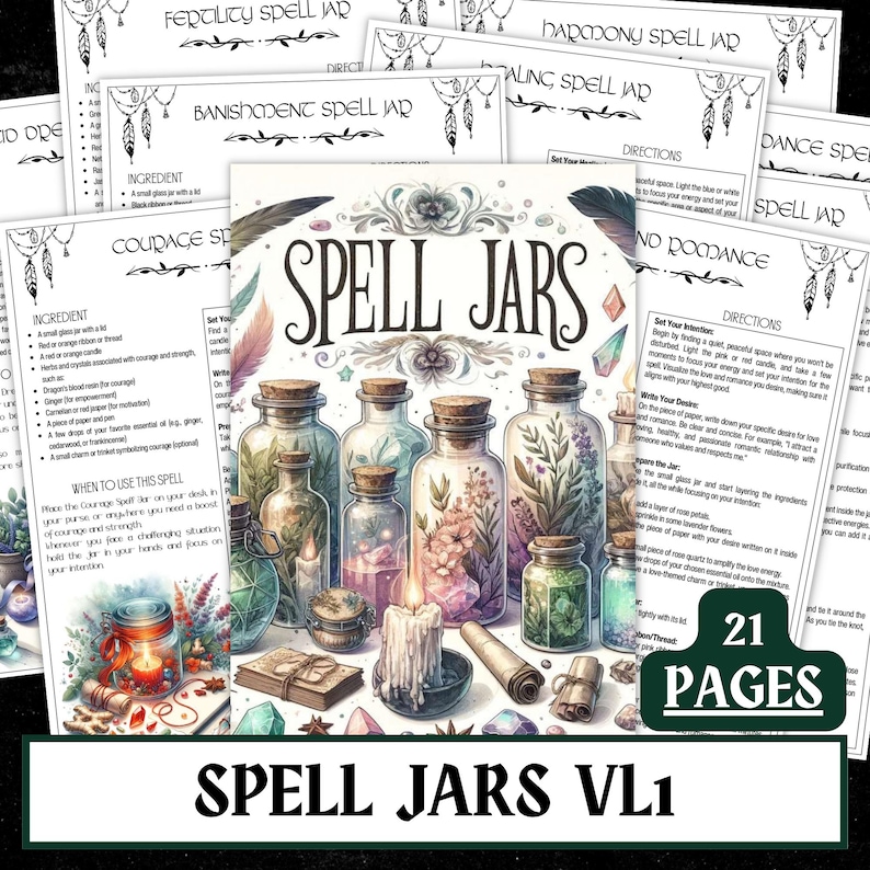 Printable Spell Jar Recipes | Grimoire Pages, Herbal Magic (PDF) image 1