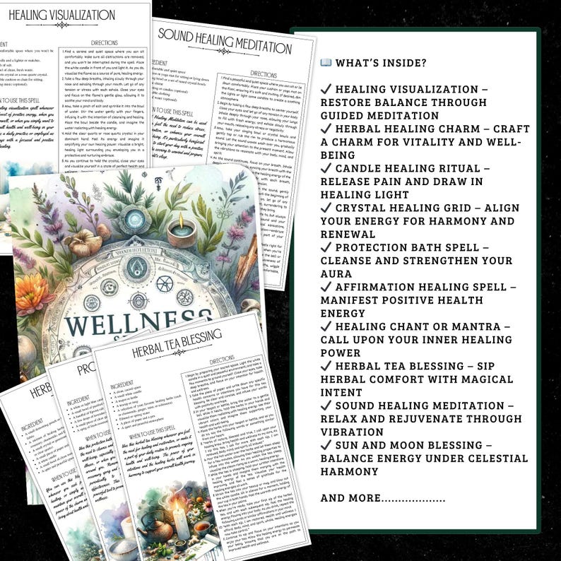 Health & Wellness Spells Printable | Grimoire Pages (PDF) image 4