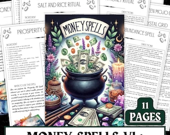 Printable Money Spells | 10 Prosperity Rituals, Witchcraft Grimoire (PDF)