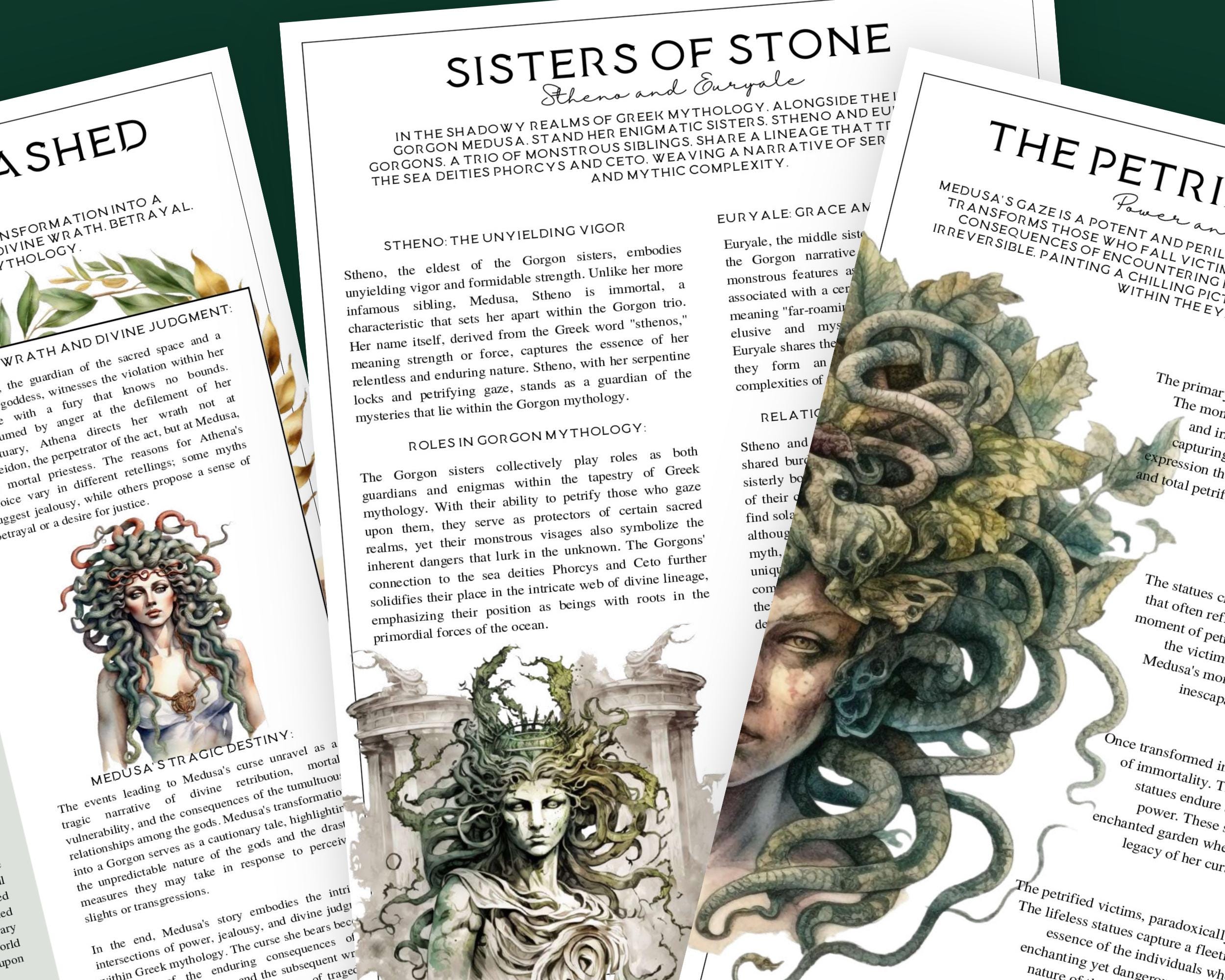 Medusa Mythology Printable Set | Greek Goddess Grimoire (21 Page PDF ...