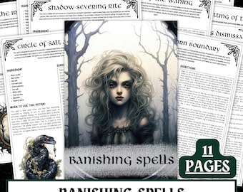 Printable Banishing Spells | Witchcraft Grimoire Pages (Digital Download)
