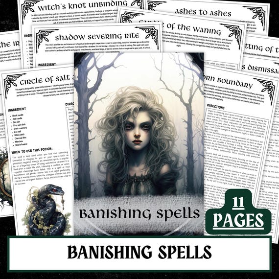 Printable Banishing Spells | Witchcraft Grimoire Pages (Digital Download)