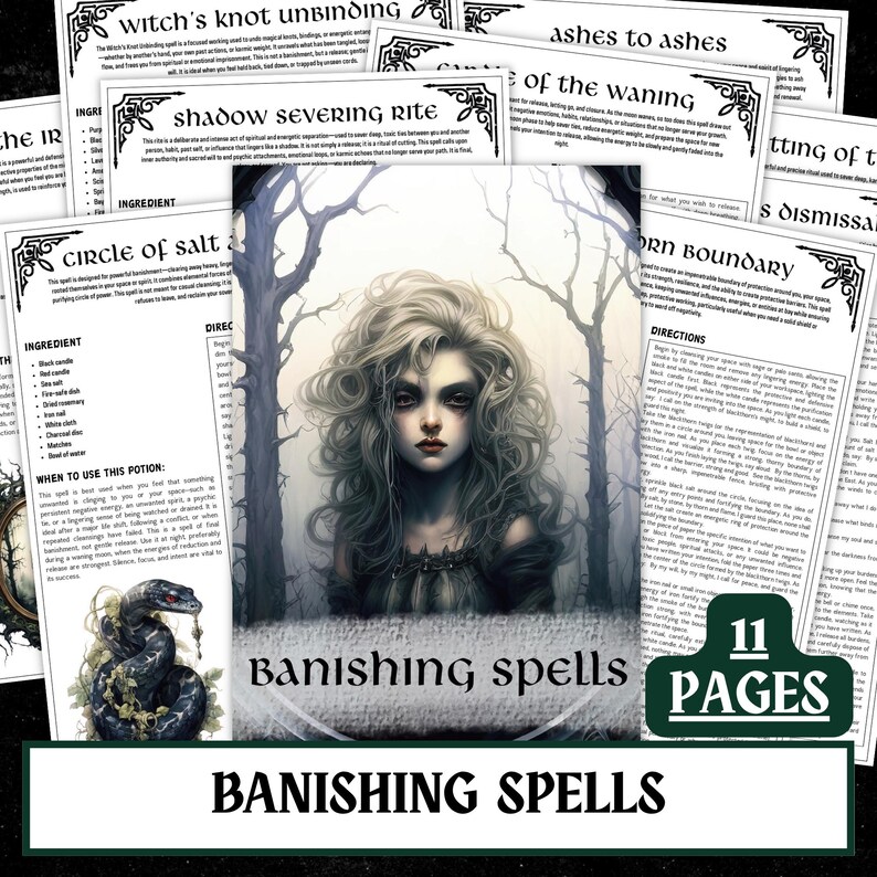 Pagine stampabili di incantesimi di esilio / Grimorio di stregoneria (download digitale) immagine 1