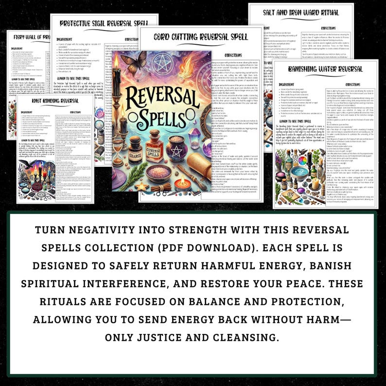 Curse Reversal Spell Pack | Witchcraft Grimoire Pages (Digital Download) image 2