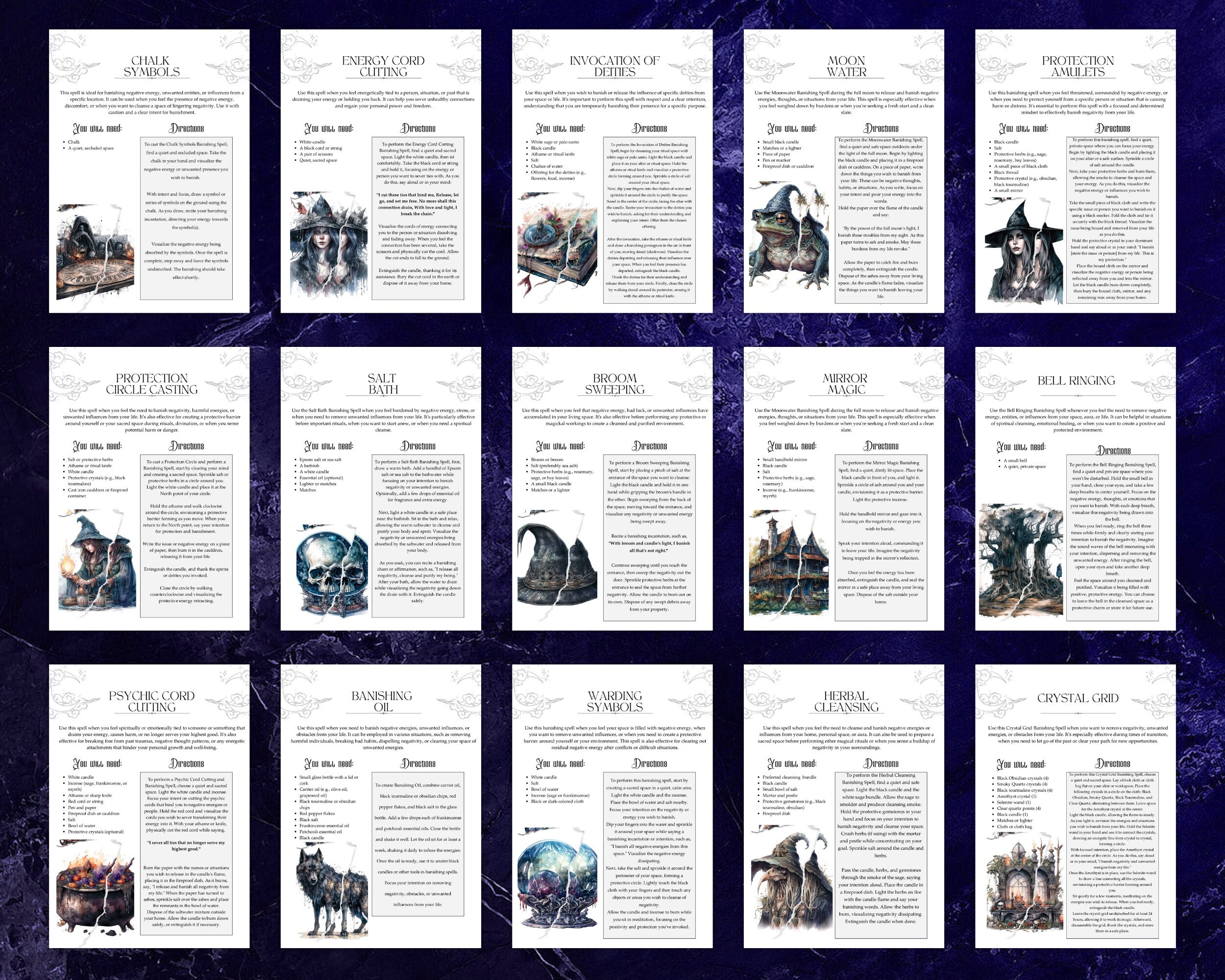 Banishing Spells Collection , Printable Grimoire Pages and Book of ...