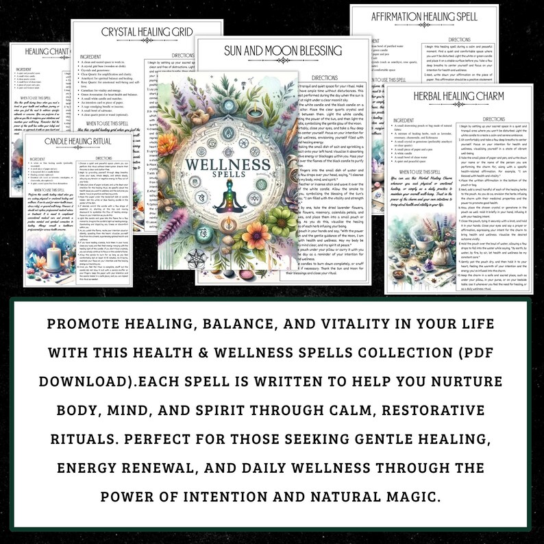 Health & Wellness Spells Printable | Grimoire Pages (PDF) image 2