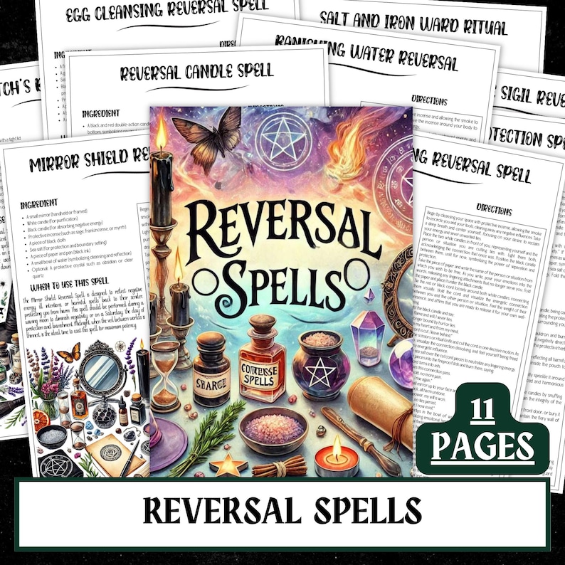 Curse Reversal Spell Pack | Witchcraft Grimoire Pages (Digital Download) image 1