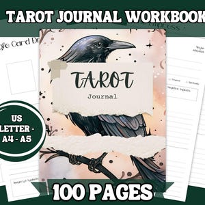 Diario de Tarot imprimible en PDF: 100 páginas para lecturas diarias de tarot, tiradas y planificador de arcanos mayores y menores en tamaño A4, A5 y carta de EE. UU.