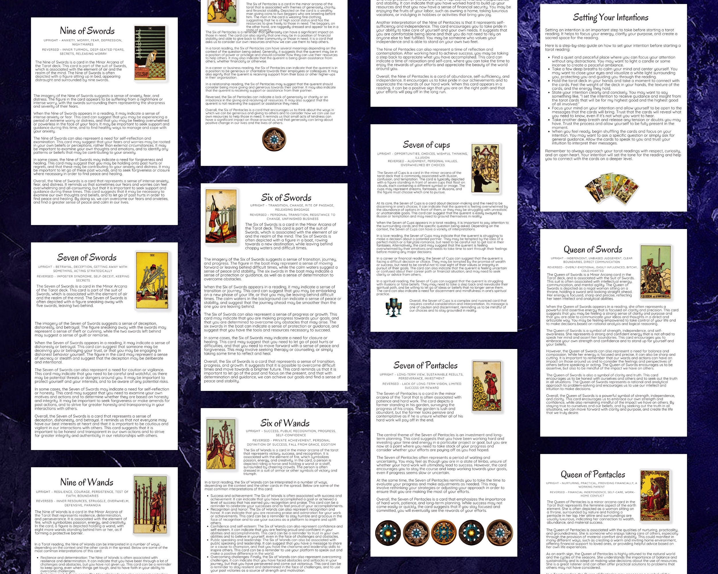 Printable Tarot Guidebook A4 Size 120 Pages Learn Tarot From - Etsy