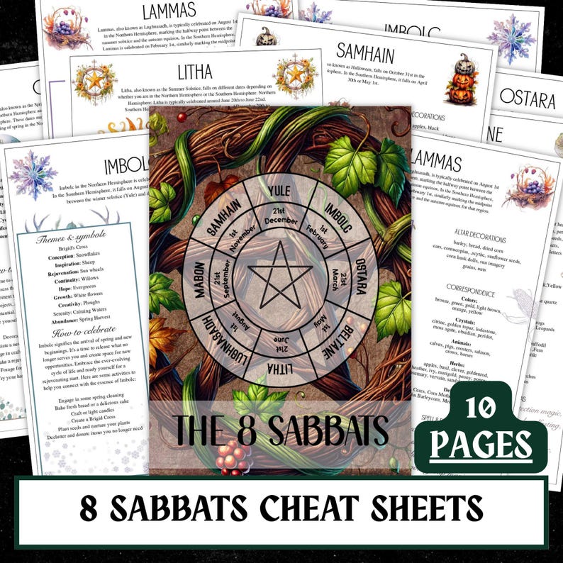 Sabatts 8 Sabbats Grimoire Pages | Wheel of the Year Rituals (PDF Digital ...
