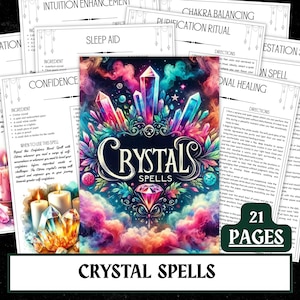 Páginas imprimibles de hechizos de cristal/grimorios, sanación y manifestación (descarga digital en PDF)