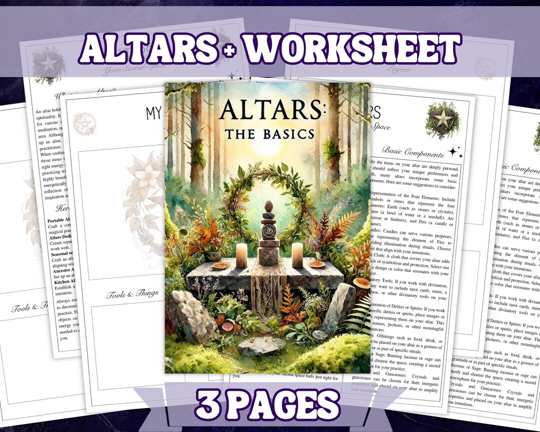 Altars Worksheet Single Printable Grimoire Pages BOS Intro to ...