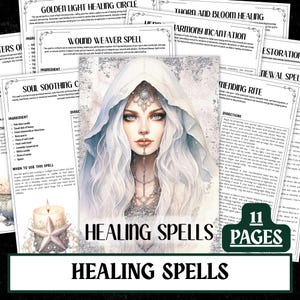 Utskrivbara helande trollformler | Häxkonstritualer Grimoire PDF | Direktnedladdning A4 A5 US Letter