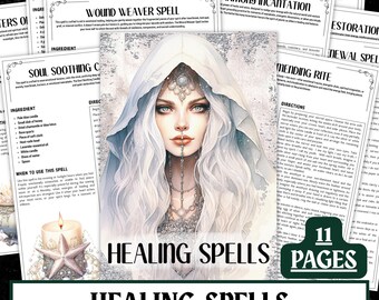 Printable Healing Spells | Witchcraft Rituals Grimoire PDF | Instant Download A4 A5 US Letter