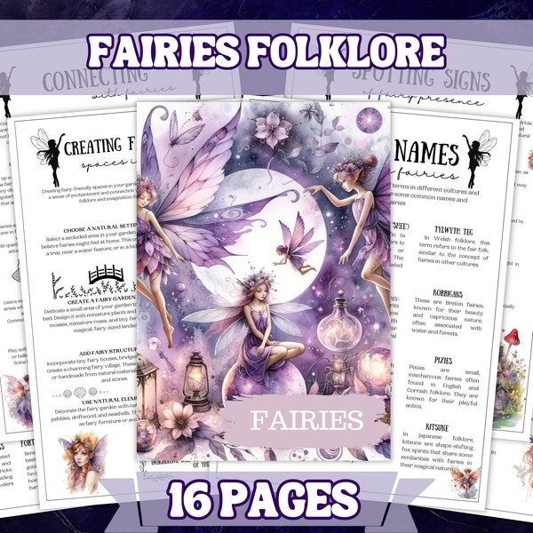 Fairy History and Folklore , Printable Grimoire and Book Of Shadow Pages