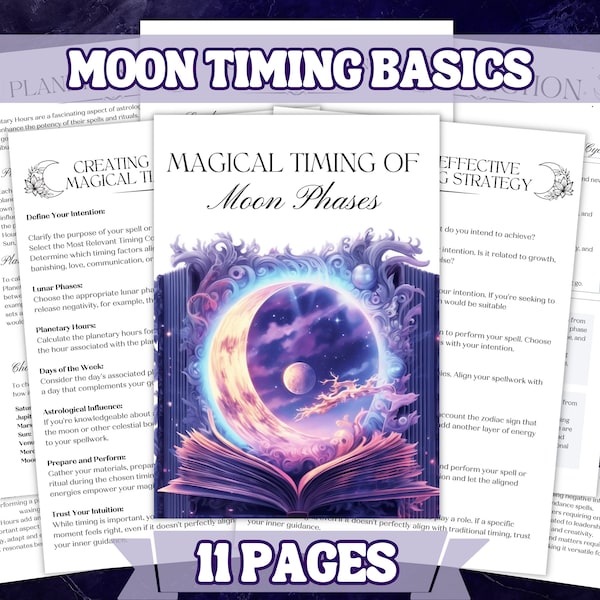 Basics Of Moon Timing In Spell Work and Moon Spells , Printable Grimoire Pages and Book Of Shadow Pages