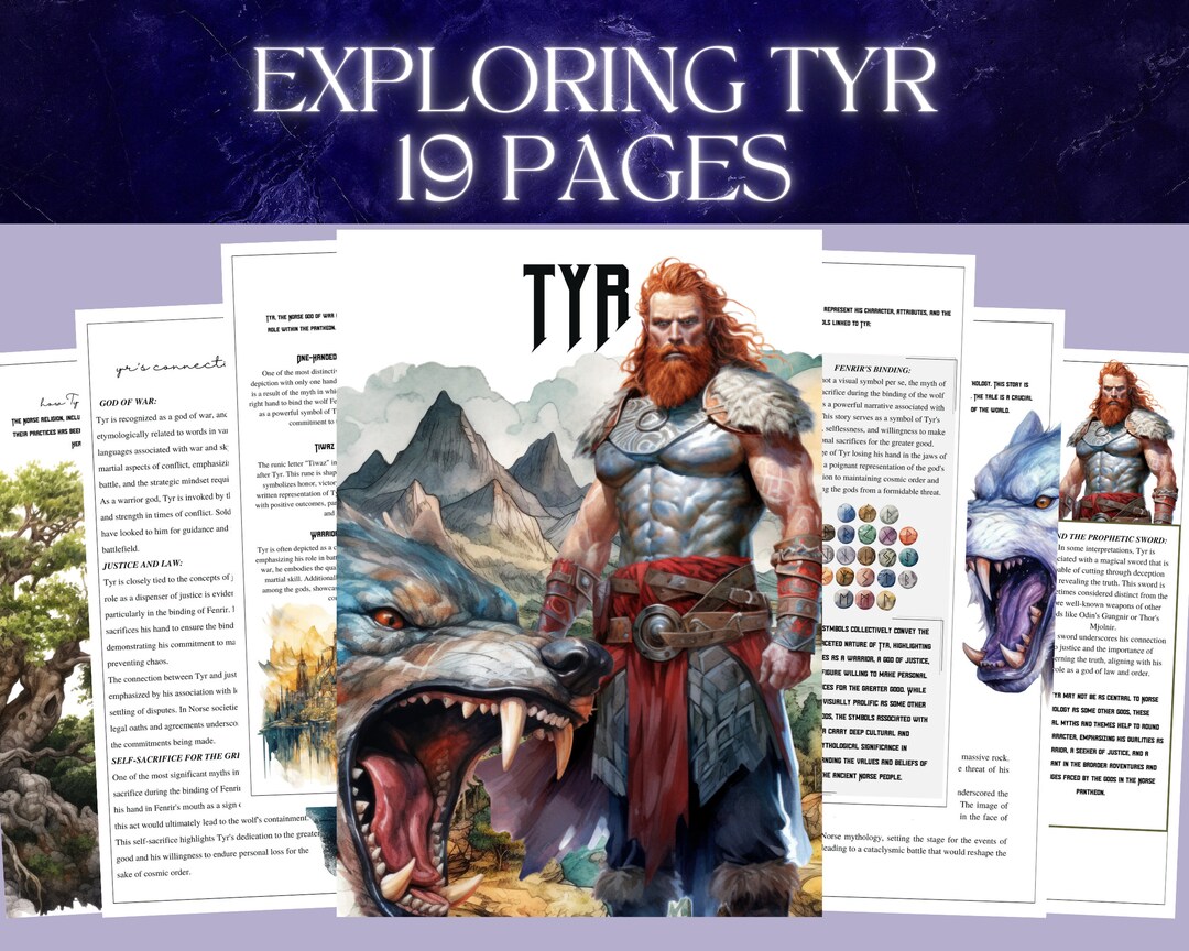 Norse Mythology Printable Set Tyr God of War and Justice 19 - Etsy UK