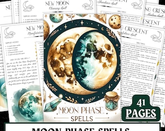 Moon Phase Spells | Grimoire Pages, Lunar Magic (PDF Digital Download)