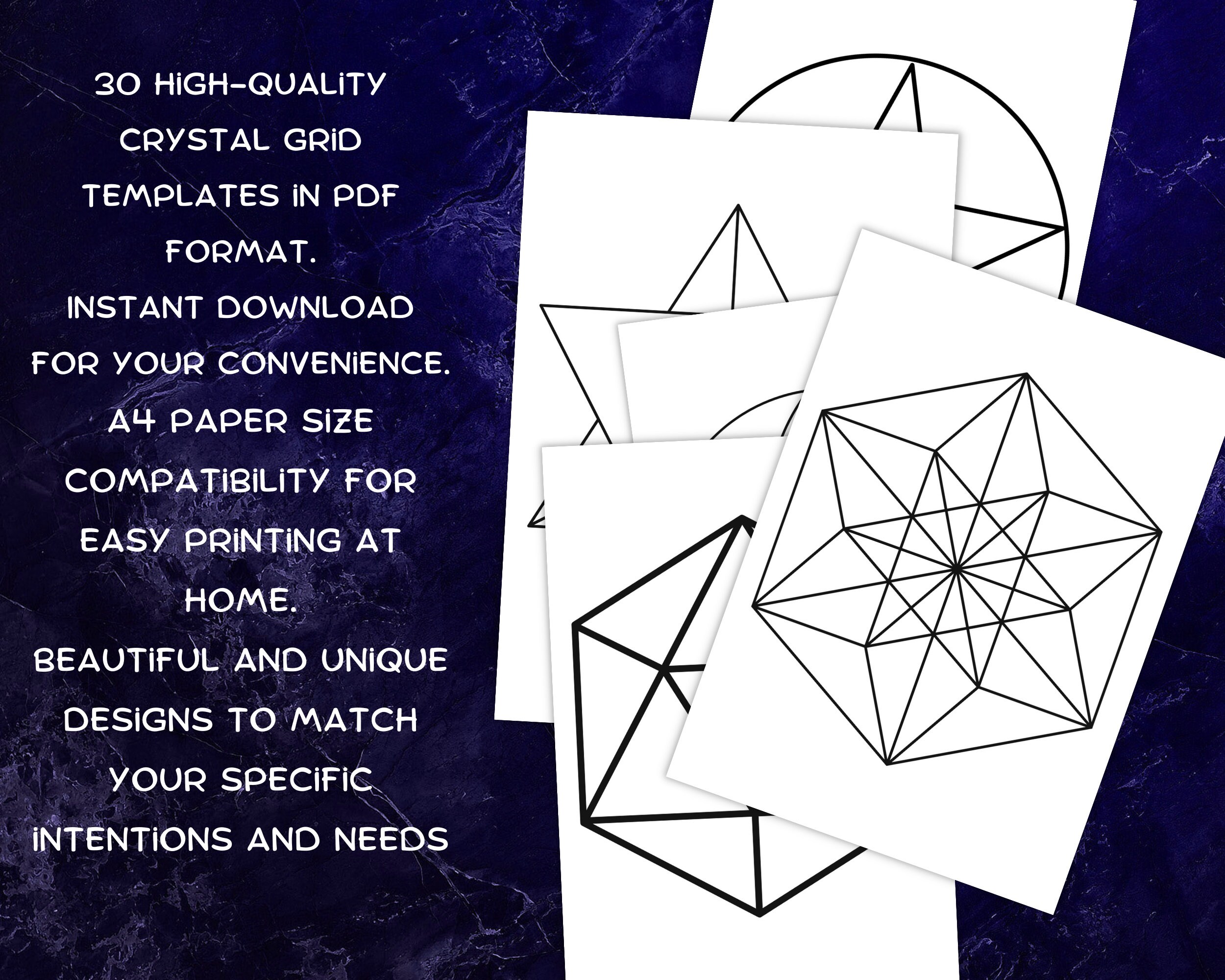 Printable Crystal Grids , 30 Page Set , Printable Grimoire and Book of ...
