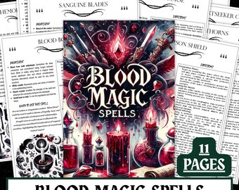 Printable Blood Magic Spells | Grimoire Pages (PDF A4/A5/US Letter)