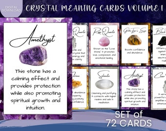 Crystal Meanings Cards | Full Color 72 Card Set (Digital Download)