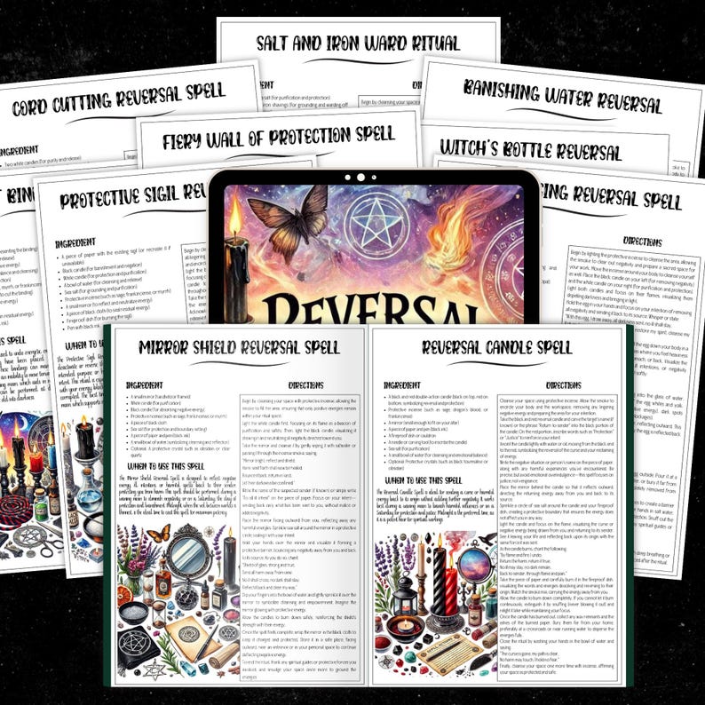 Curse Reversal Spell Pack | Witchcraft Grimoire Pages (Digital Download) image 6